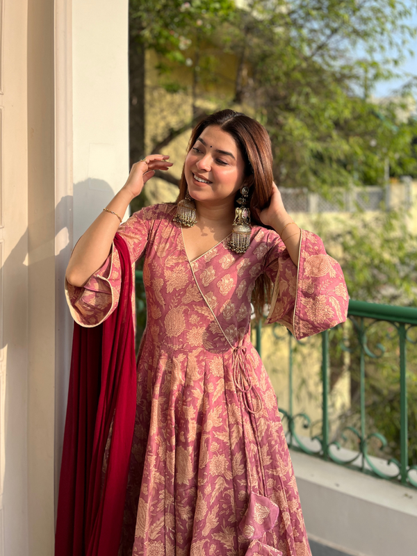 Aarohi Handblock Anarkali Set