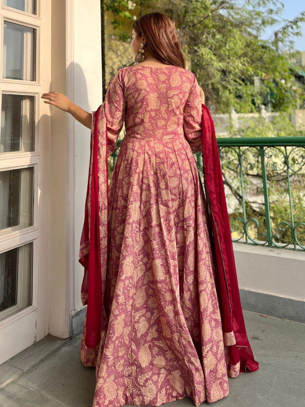 Aarohi Handblock Anarkali Set