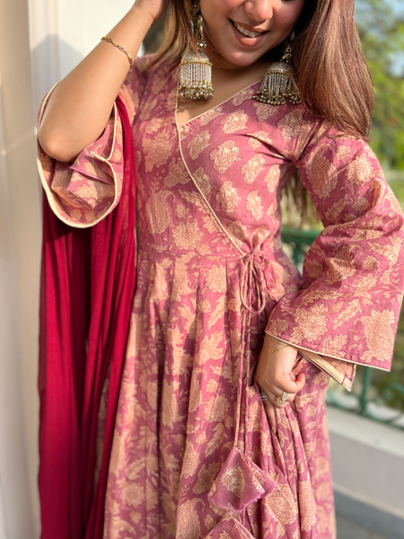 Aarohi Handblock Anarkali Set