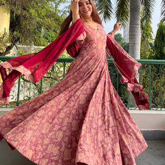 Aarohi Handblock Anarkali Set