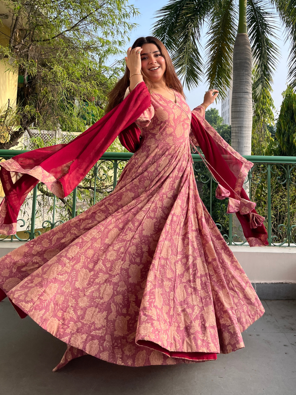 Aarohi Handblock Anarkali Set
