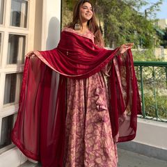 Aarohi Handblock Anarkali Set