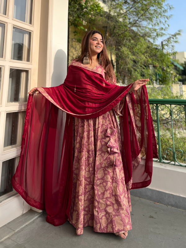 Aarohi Handblock Anarkali Set